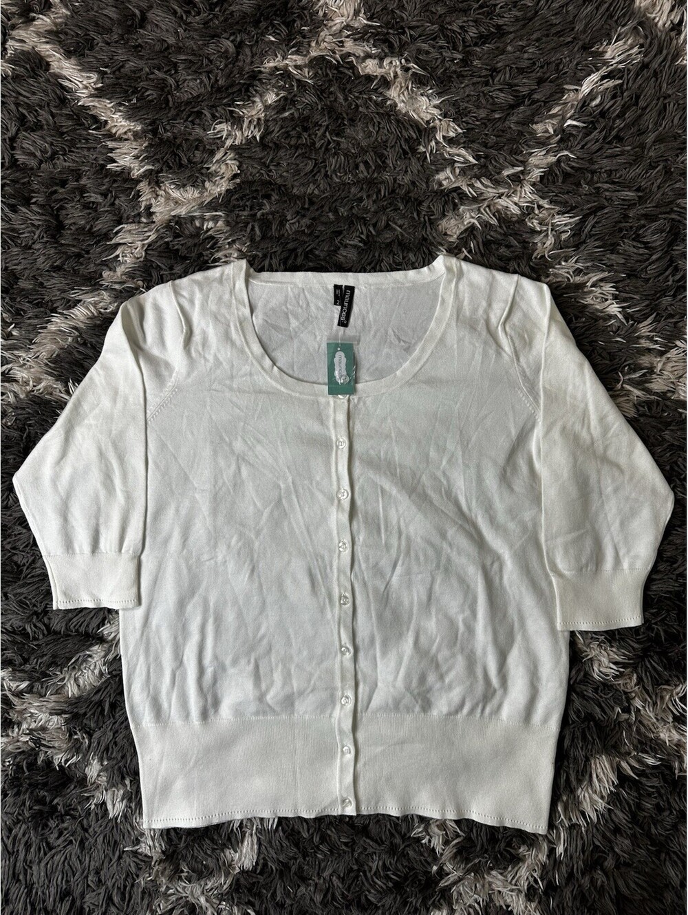 NWT Maurices Womens Size 2 2X White Button Front Cardigan Sweater 3/4 Sleeve